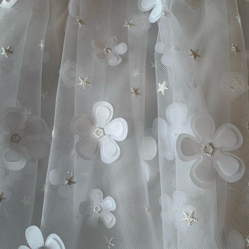 white tulle babydoll floral dress 🤍°❀.ೃ࿔* - Picture 4 of 4